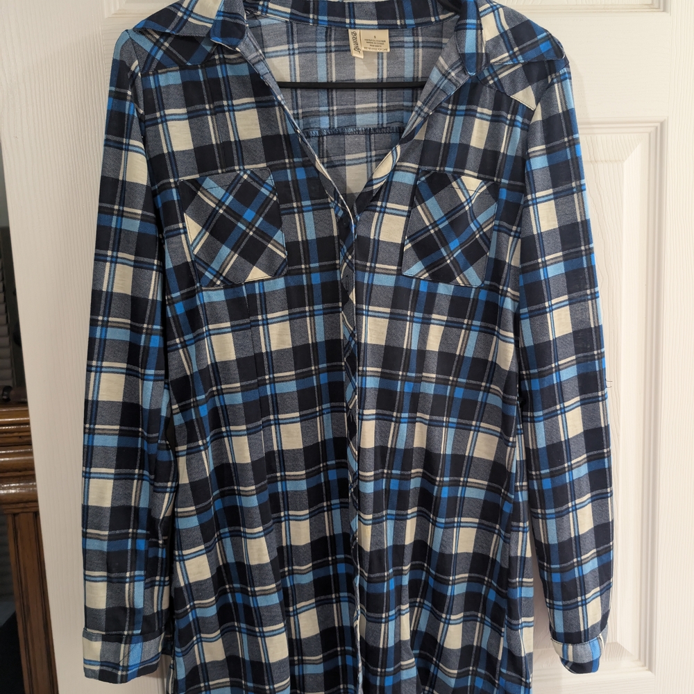 Passport Navy and White Checkered Button Down Shirt